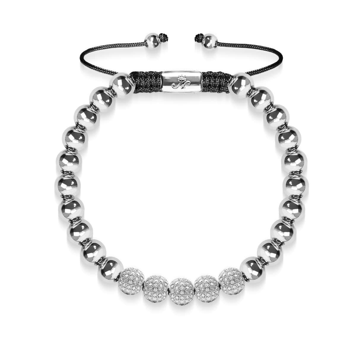 Silver | Crystal Pave Ball Bracelet | Black