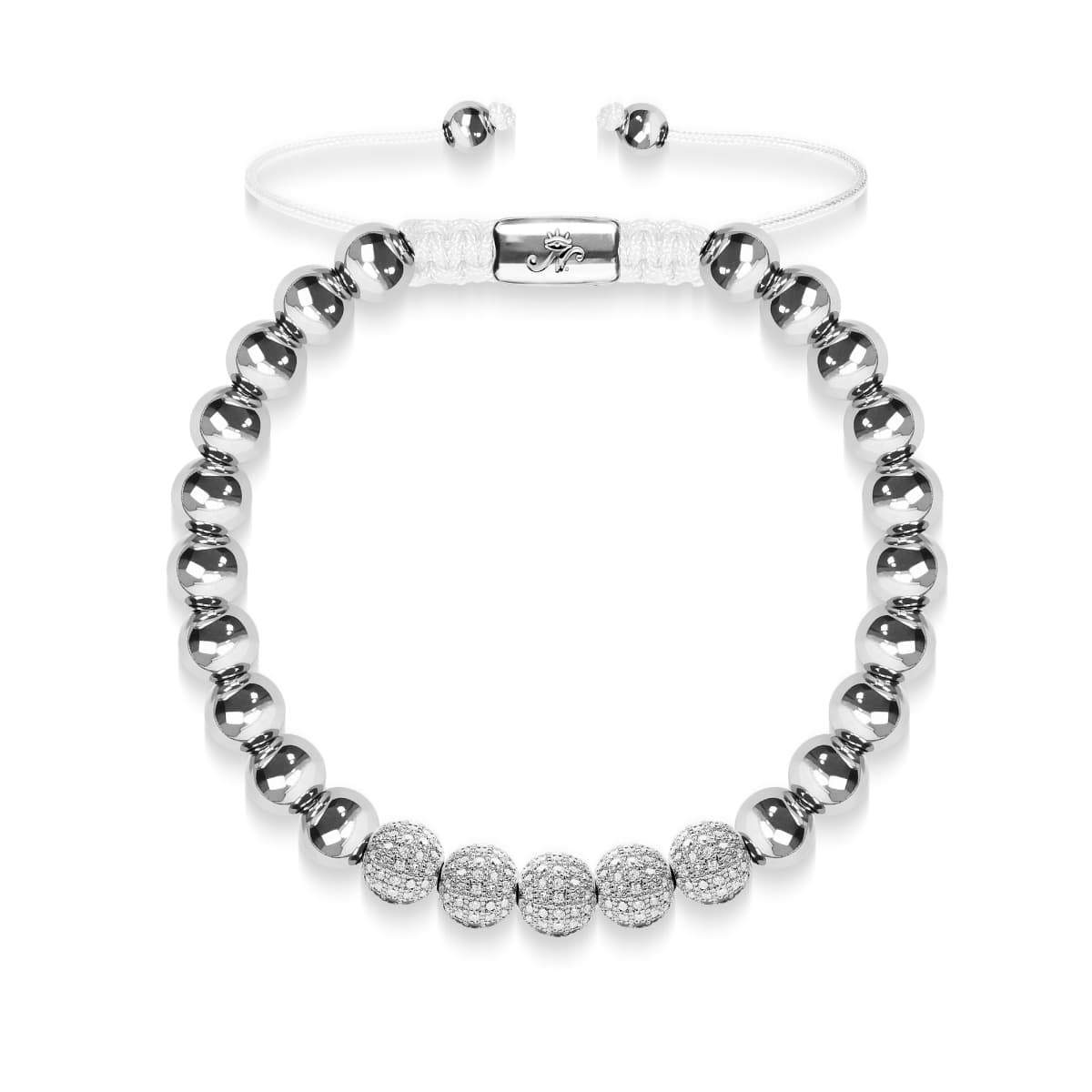 Silver | Crystal Pave Ball Bracelet | White