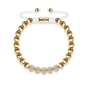 18k Gold | Crystal Pave Ball Bracelet | White