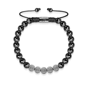 Gunmetal | Crystal Pave Ball Bracelet| Black