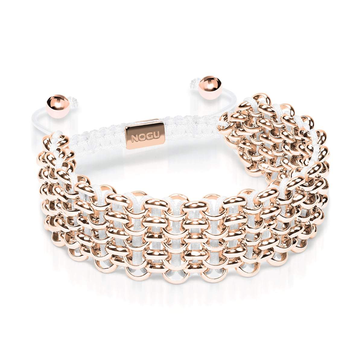 Supreme Kismet Links Bracelet | 18k Rose Gold | White | Deluxe | Engravable