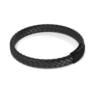 Gunmetal | Black Leather Engravable Bracelet | Thin
